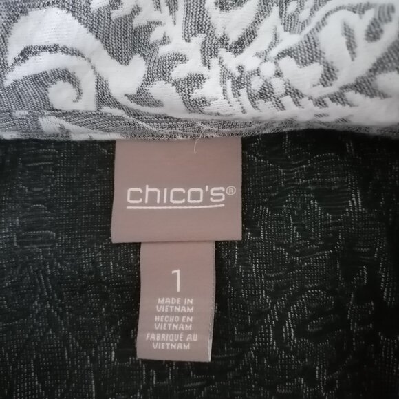Chico's Women's Gray Yellowstone Jacquard Envelope-Zipper Top Size 1 US M - Picture 5 of 7